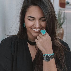 Turquoise and Coral Ring